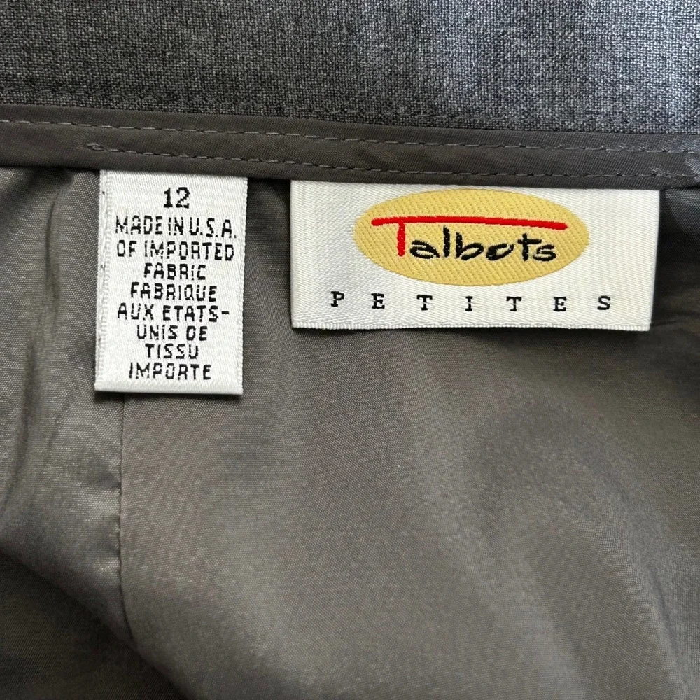 VTG Talbots Pencil Skirt Women 12P Gray Wool Blend Midi Professional Career Core